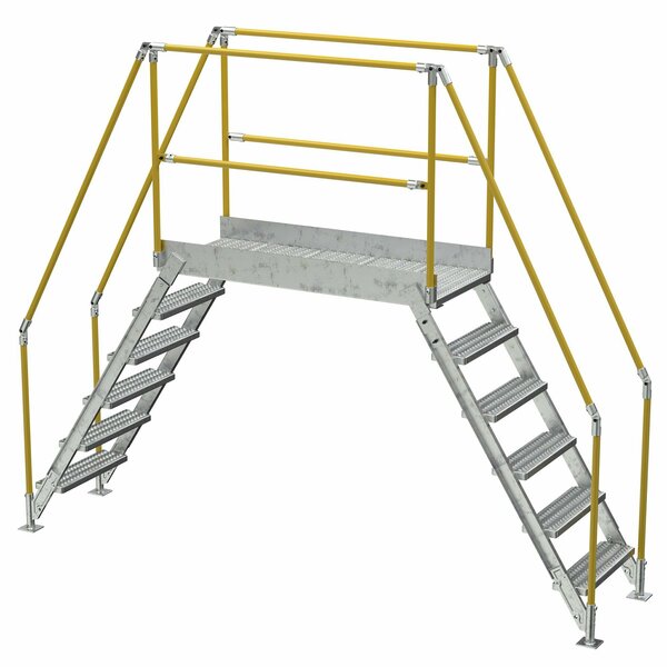 Vestil 6 Step Galvanized Steel Cross-Over Ladder 128"x102.5" 500lb Capacity COL-6-56-44-HDG